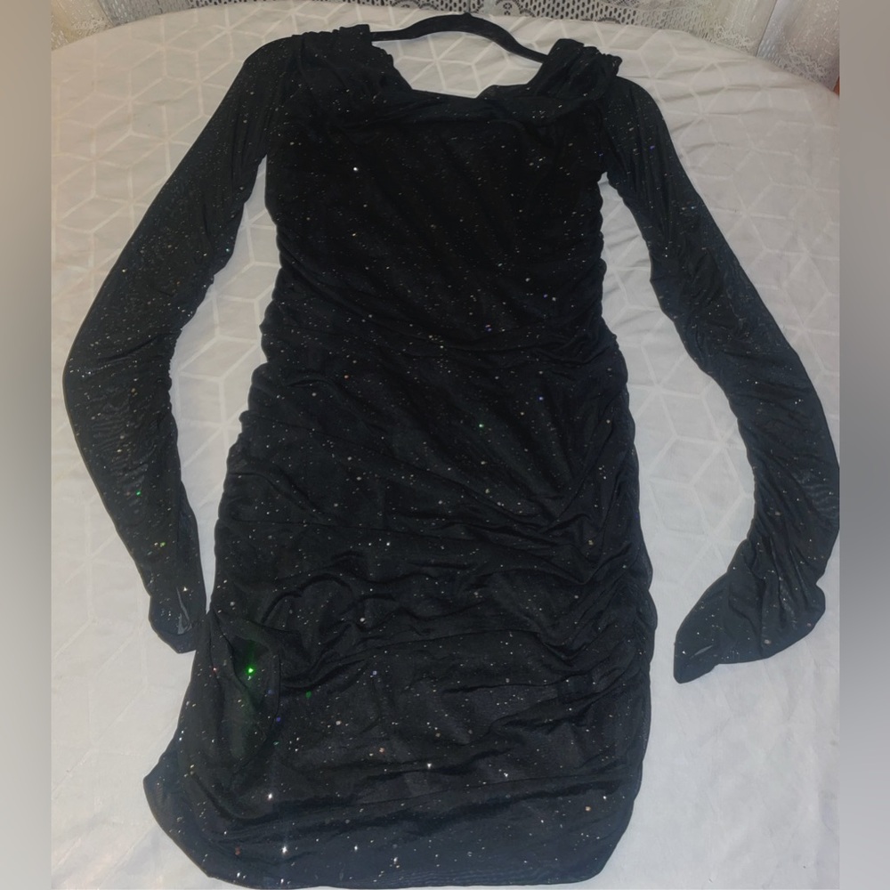 Black Sequin Y2K Party Dress